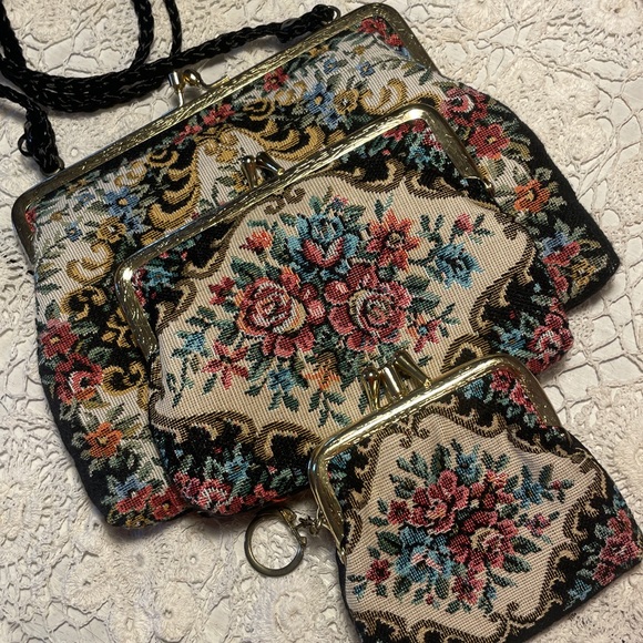 3 Tapestry vintage purse set. Evening bag, makeup bag and coin purse - Picture 6 of 6